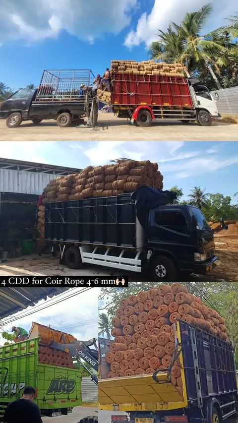 CDD trucks loaded with coir rope coils